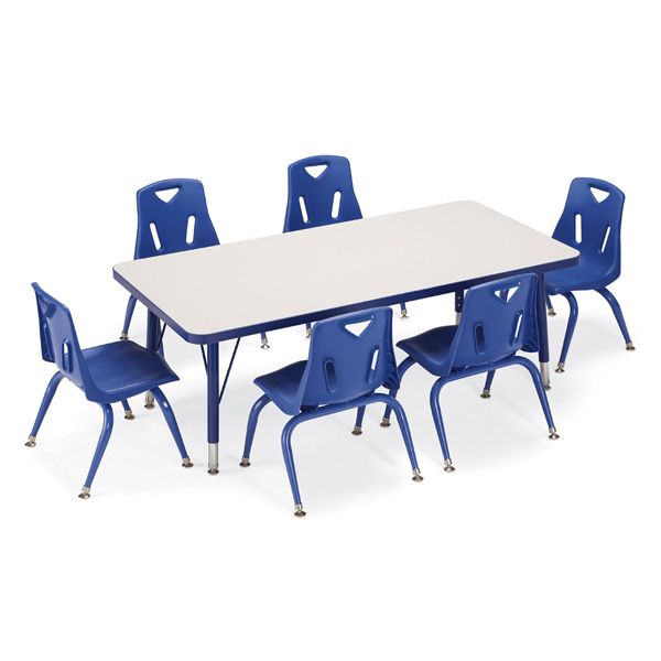 Berries® Stacking Chairs With Powder-Coated Legs - 16" Ht - Set Of 6 - Blue