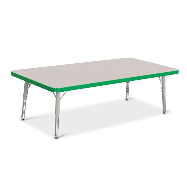 Berries® Rectangle Activity Table - 24" X 48", T-Height - Gray/Green/Gray