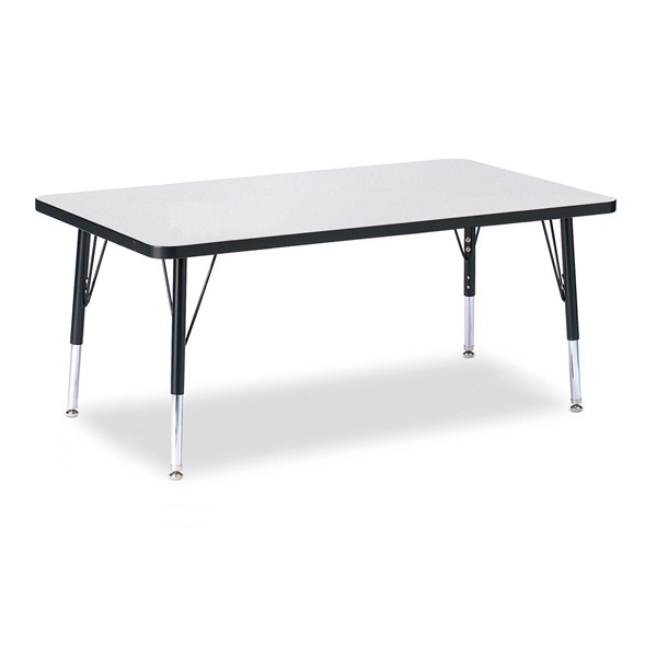 Berries® Rectangle Activity Table - 30" X 48", T-Height - Gray/Black/Black