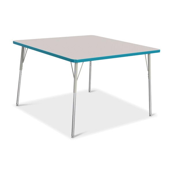 Berries® Square Activity Table - 48" X 48", A-Height - Gray/Teal/Gray