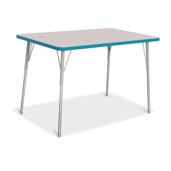 Berries® Rectangle Activity Table - 30" X 48", A-Height - Gray/Teal/Gray