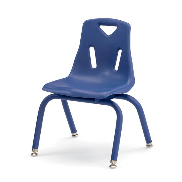 Berries® Stacking Chairs With Powder-Coated Legs - 12" Ht - Set Of 6 - Blue