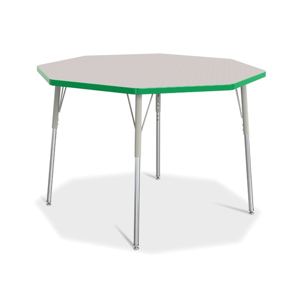 Berries® Octagon Activity Table - 48" X 48", A-Height - Gray/Green/Gray