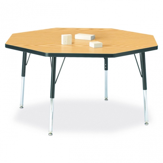 Berries Octagon Activity Table - 48" X 48", E-Height - Oak/Black/Black