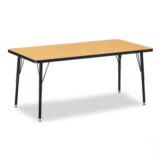 Berries Rectangle Activity Table - Oak/Black/Black, A-Height, 30" X 60"