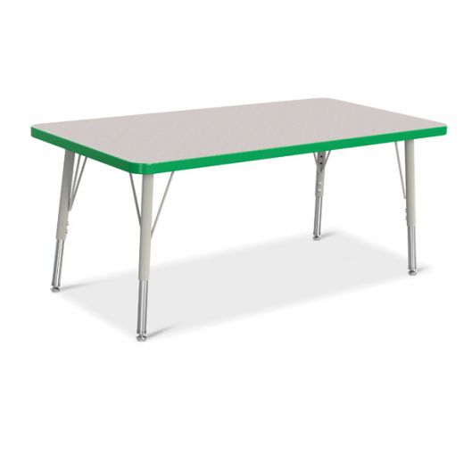 Berries Rectangle Activity Table - 24" X 48", E-Height - Gray/Green/Gray
