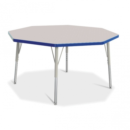 Berries Octagon Activity Table - 48" x 48" E-Height Gray/Blue/Gray