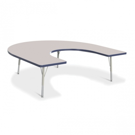 Berries Horseshoe Activity Table - 66" X 60", E-Height - Gray/Navy/Gray