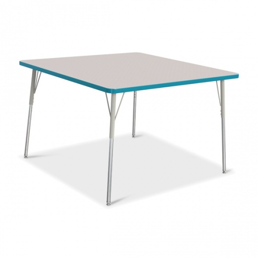 Berries Square Activity Table - 48" X 48", A-Height - Gray/Teal/Gray
