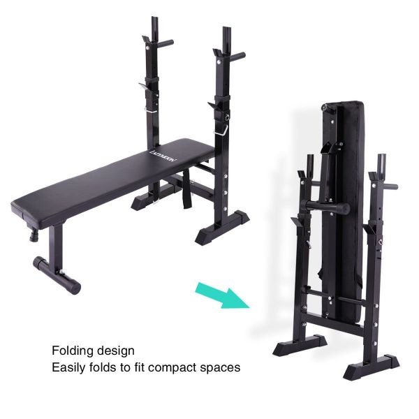 Incline-Able Fitness Weight Lifting Bench W/Barbell Rack