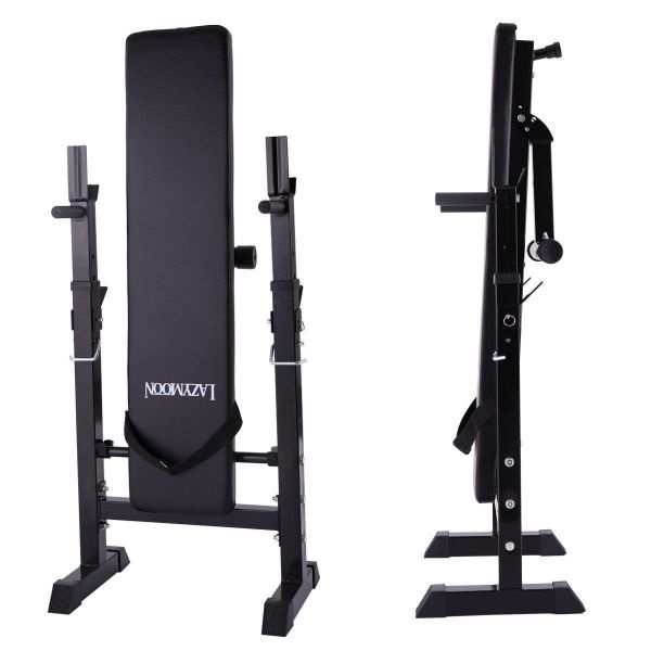 Incline-Able Fitness Weight Lifting Bench W/Barbell Rack