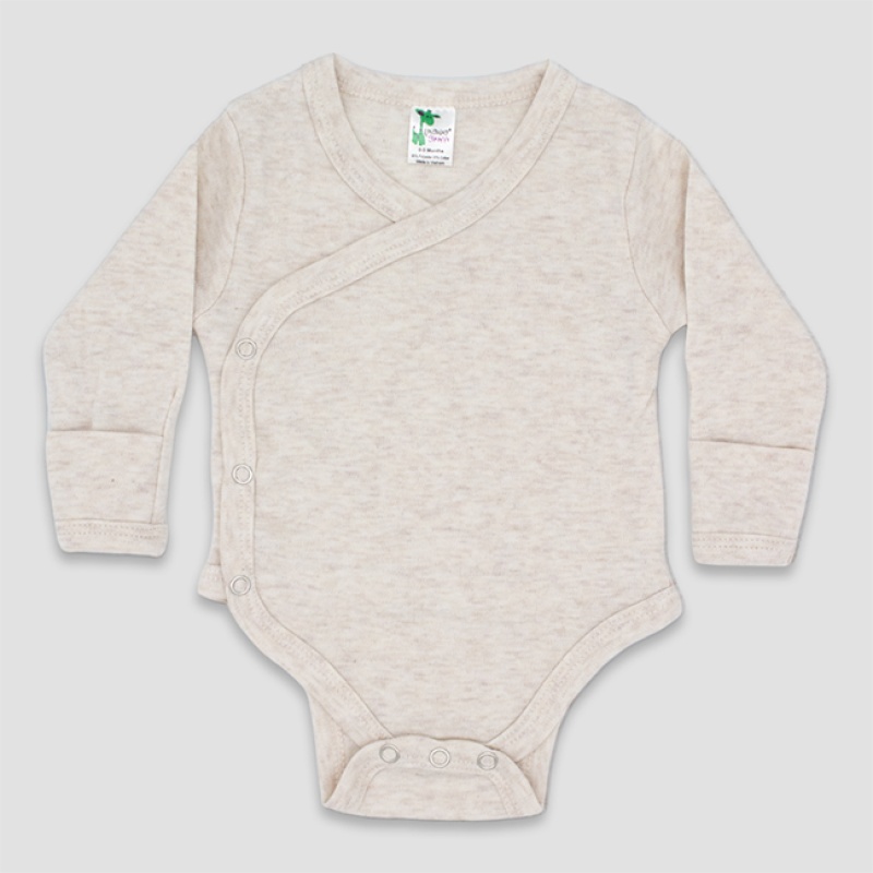 Luxe Baby Long Sleeve Kimono Wrap Bodysuit With Mittens
