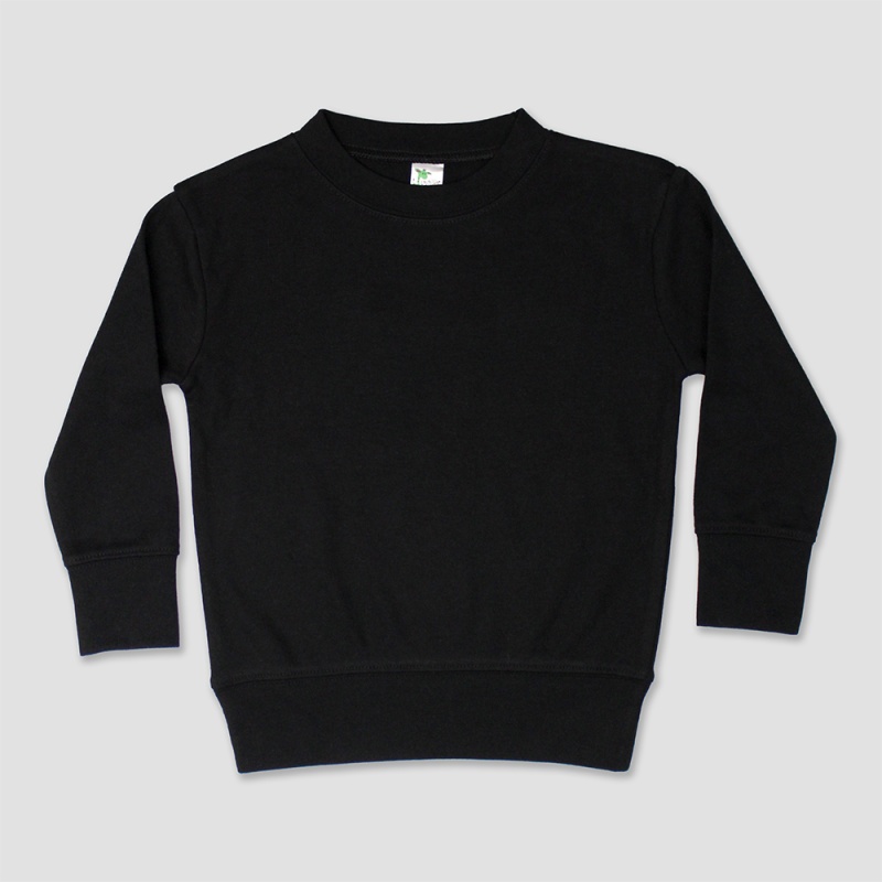 Toddler Long Sleeve Pullover Shirts – Black – Polyester-Cotton Blend
