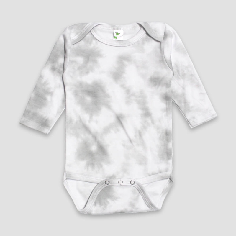 Baby Long Sleeve One-Piece Onesies – White/Smoke – Polyester Cotton Blend
