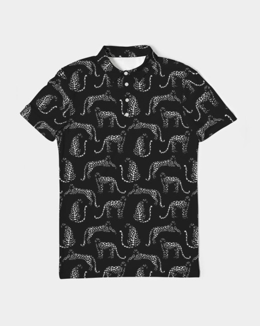 Men's Slim Fit Short Sleeve Polo Cheetah Silhouette