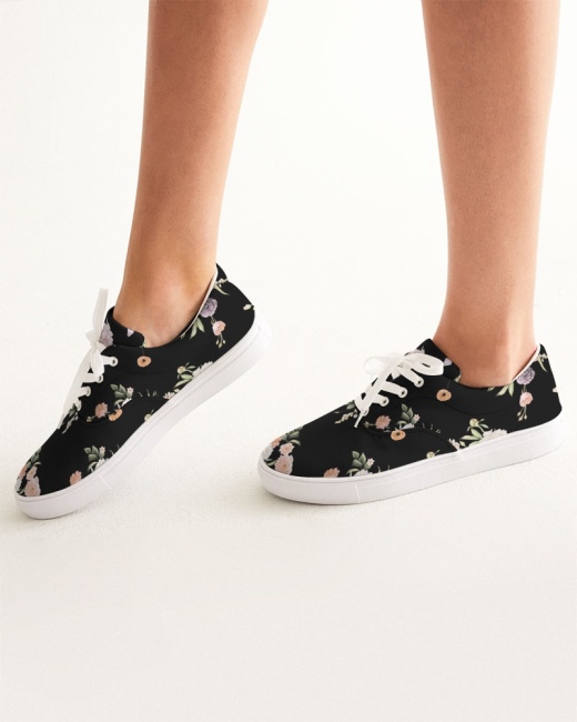 Women's Lace Up Canvas Shoe Floral Pattern