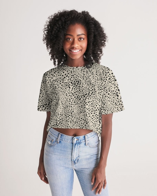 Women's Lounge Cropped Tee Cheetah Cream