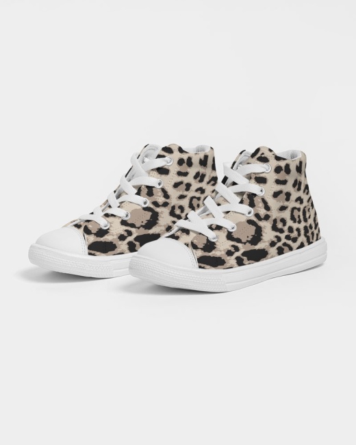 Kids Hightop Canvas Shoe Leopard Print