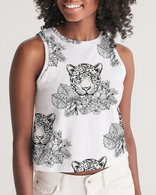Women's Cropped Tank Leopard Foliage