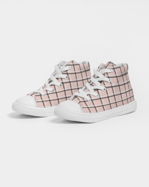 Kids Hightop Canvas Shoe Pink Windowpane