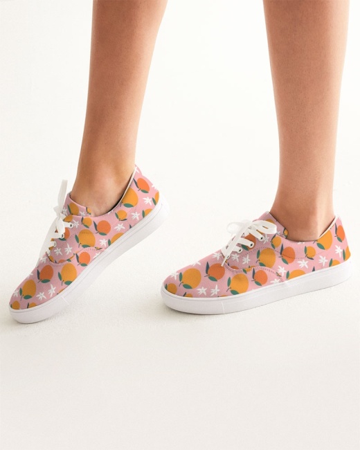 Women's Lace Up Canvas Shoes in Orange Color