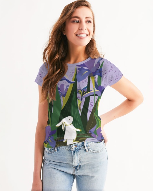 Women's Tee Bunny And Flowers