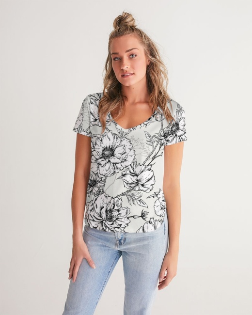 Women's V-Neck Tee Secret Garden