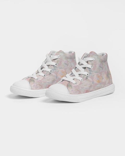 Kids Hightop Canvas Shoe Floral Pastels