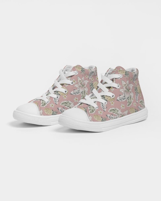 Kids Hightop Canvas Shoe Pineapple Floral
