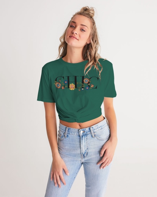 Women's Twist-Front Cropped Tee Jungle Green