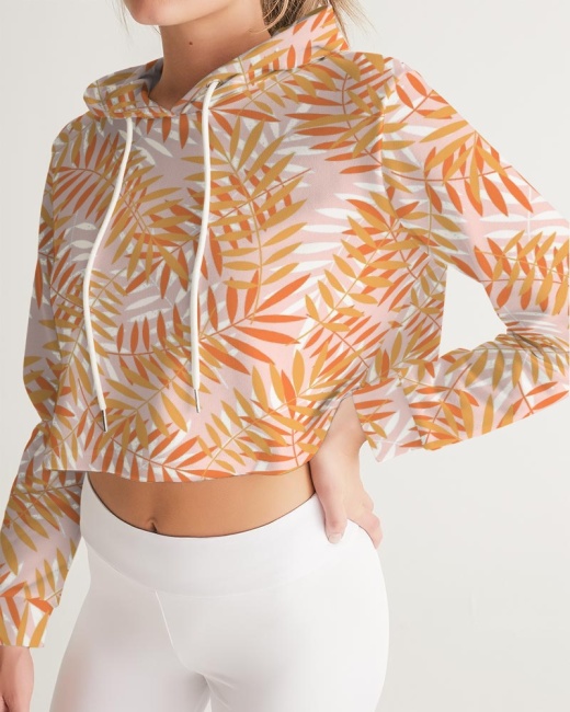 Women's Cropped Hoodie Layered Palms