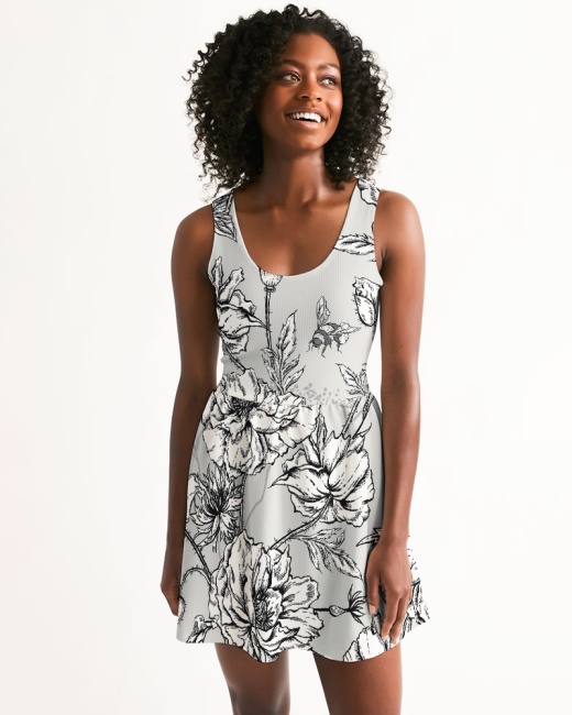 Women's Scoop Neck Skater Dress Secret Garden
