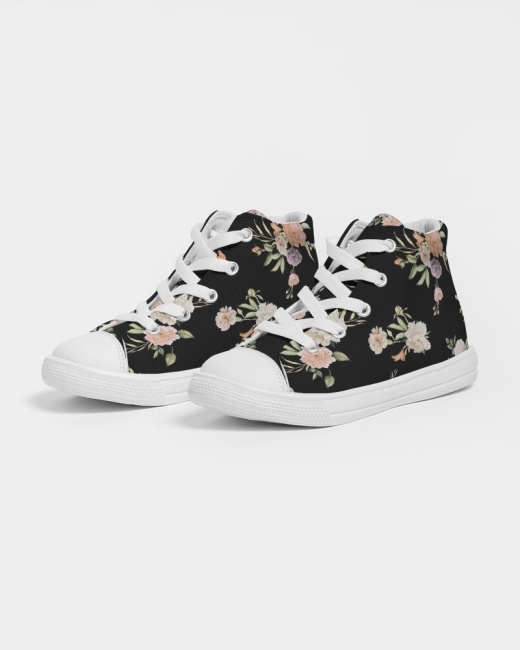 Kids Hightop Canvas Shoe Floral Pattern