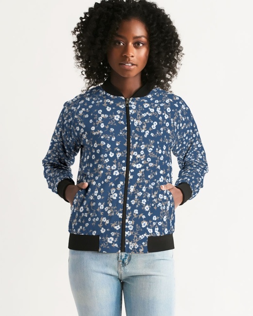 Women's Bomber Jacket Navy Liberty Floral