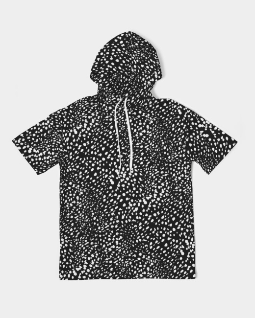 Men's Premium Heavyweight Short Sleeve Hoodie Cheetah Black