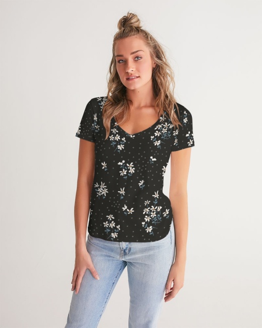 Women's V-Neck Tee Wild Flowers