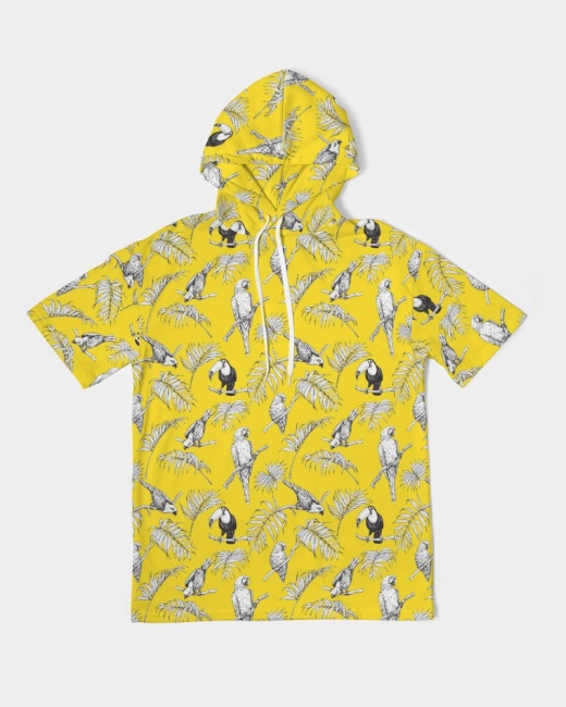 Men's Premium Heavyweight Short Sleeve Hoodie Tropical Birds