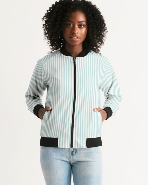 Women's Bomber Jacket Thin Stripe-Mint