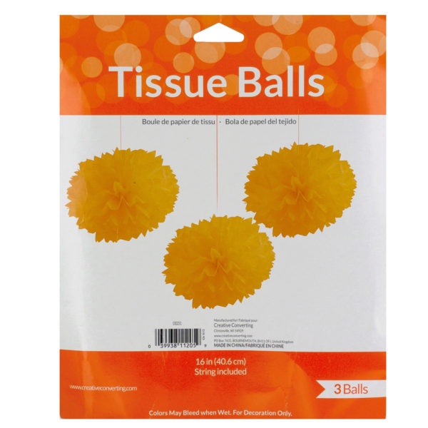 Orange Tissue Balls Party Decorations, Pack Of 36