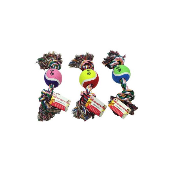 Dog Rope Toy With Attached Ball, Pack Of 8