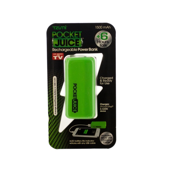 Green Pocket Juice Rechargeable Power Bank With Usb Cable, Pack Of 5