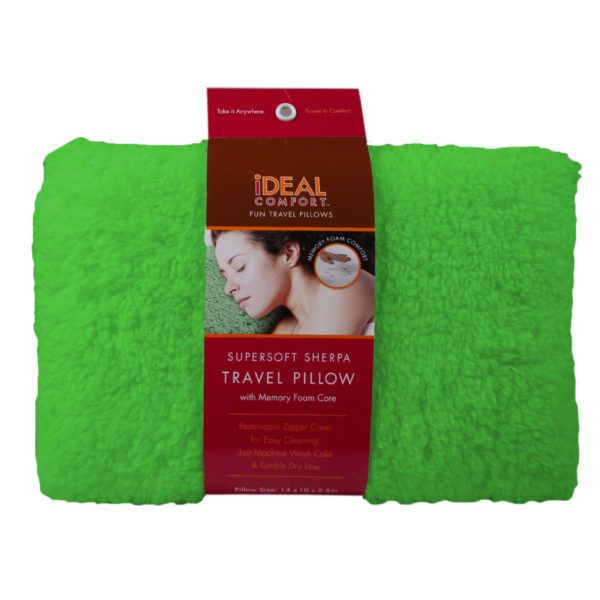 Sherpa Memory Foam Travel Pillow In Sage, Pack Of 4