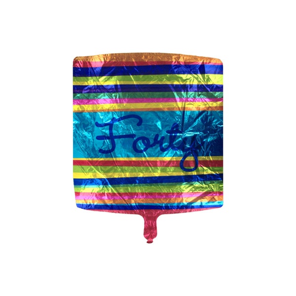 Striped Mylar Balloon Celebrating "Forty", Pack Of 24