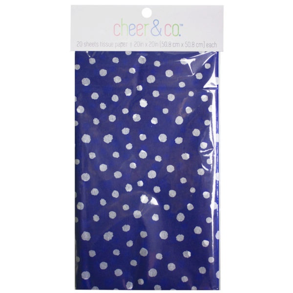 20 Count Gift Wrap Tissue Paper In Purple With White Dots, Pack Of 24