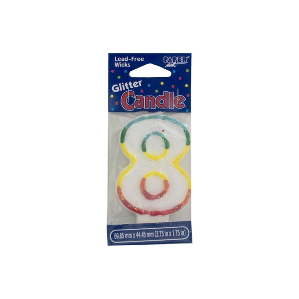 "8" Glitter Birthday Candle, Pack Of 24