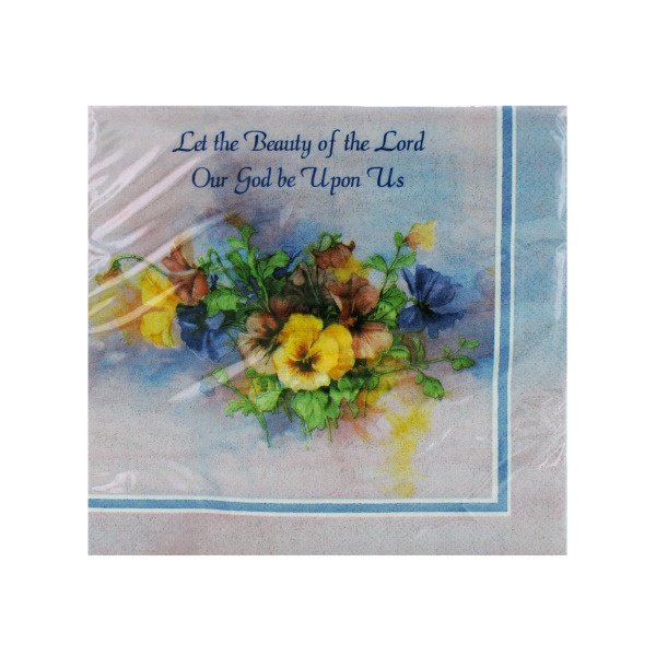 Lilac Floral Religious Themed Paper Luncheon Napkins, Pack Of 24