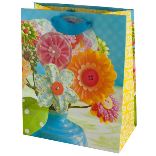 Fabric Flower Print Gift Bag, Pack Of 36
