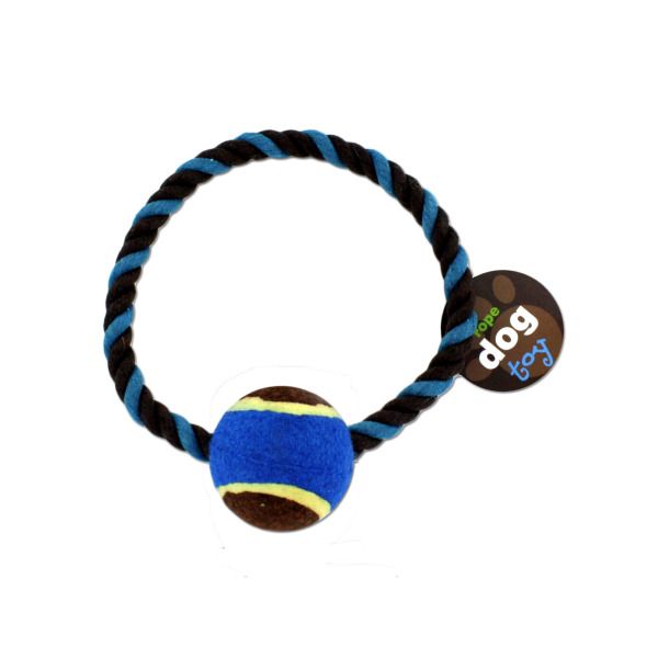 Rope Dog Toy With Tennis Ball, Pack Of 24