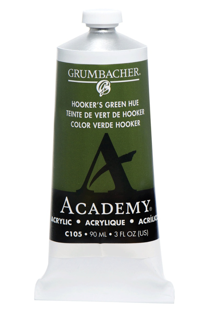 Grumbacher® Academy® Acrylic Green Color Family Hooker's Green Hue C105 / 90 Ml. (3 Fl. Oz.)