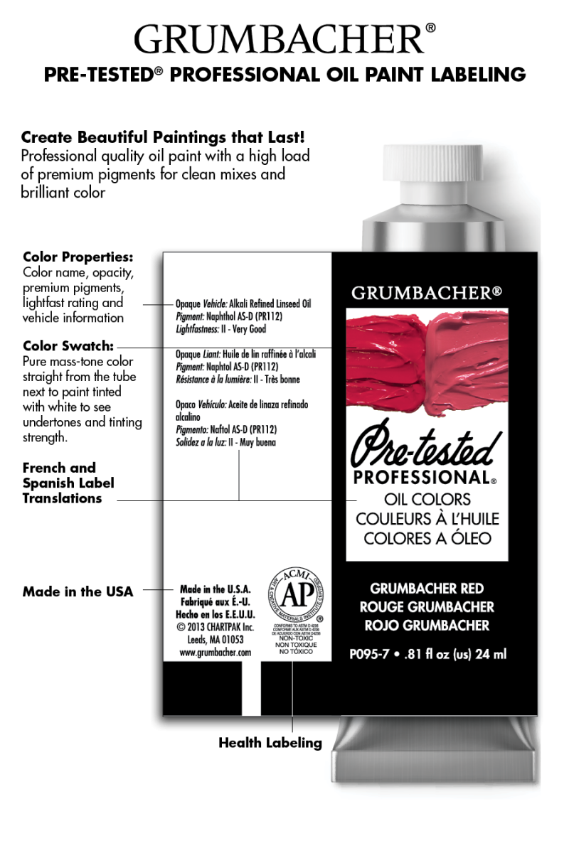 Grumbacher® Pre-Tested® Oil, 10 Color Set, 24 Ml